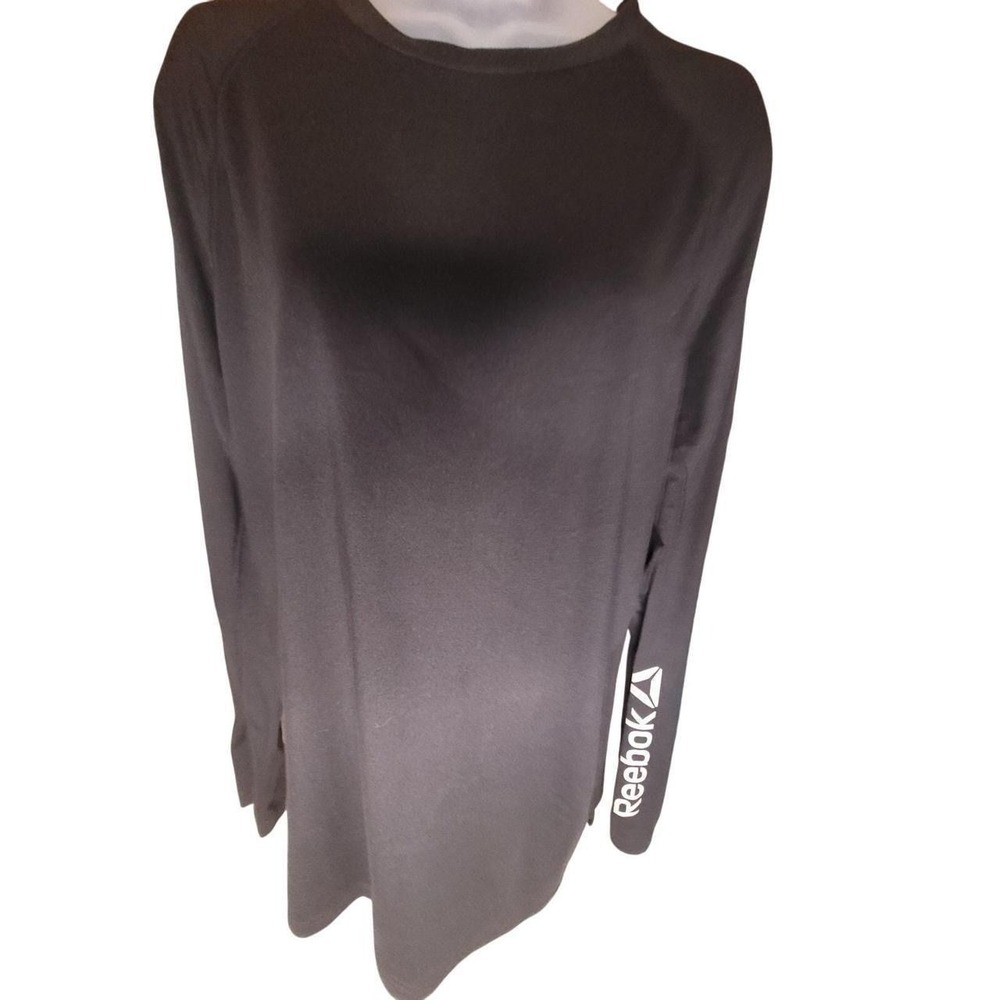 Men's Reebok Long Sleeve Shirt Black Stretchy Lightweight Soft Size Medium
